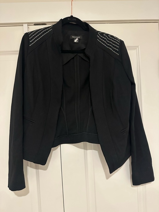 White House Black Market Jackets & Blazers - White House Black Market Black Open-Front Blazer with Stud Detailing